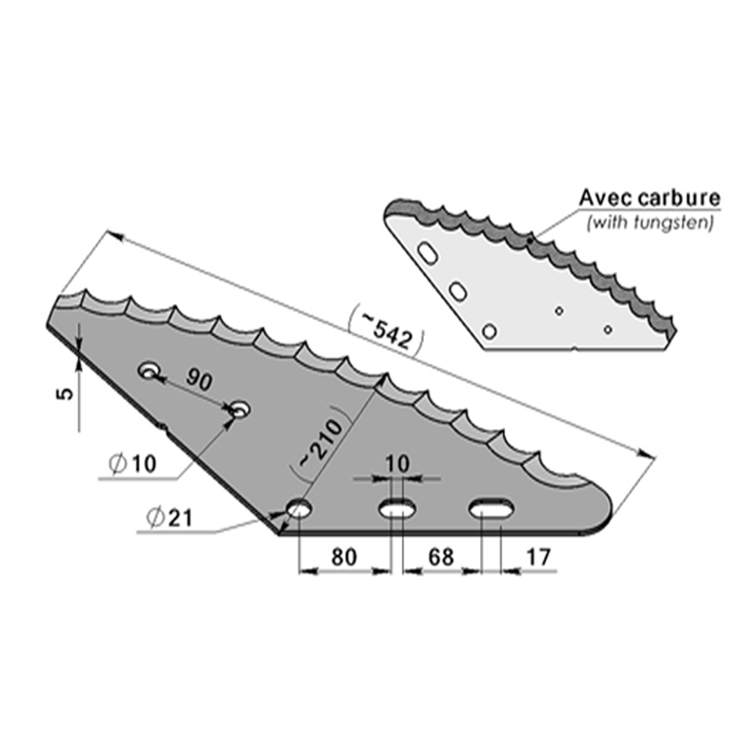 Couteau Mélangeuse Avec Carbure adaptable SILOFARMER - Référence d'origine MCM COU 047