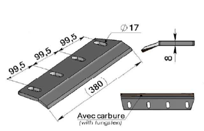 Couteaux de rotor pour ensileuses avec carbure Adaptable CLAAS - référence d'origine 984690.0