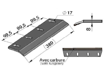 Couteaux de rotor pour ensileuses avec carbure Adaptable CLAAS- Référence d'origine 984691.0