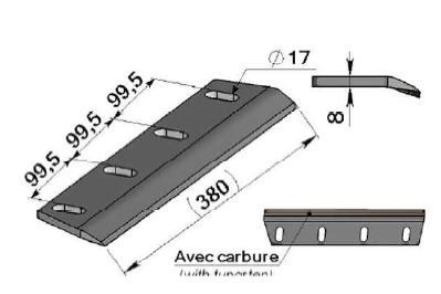 Couteaux de rotor pour ensileuses avec carbure Adaptable CLAAS - référence d'origine 984670.0
