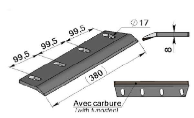 Couteaux de rotor pour ensileuses avec carbure Adaptable CLAAS - référence d'origine 984671.0