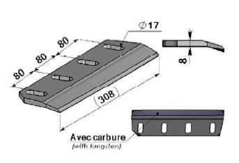 Couteaux de rotor pour ensileuses avec carbure Adaptable CLAAS - référence d'origine 982844.1 MAÏS