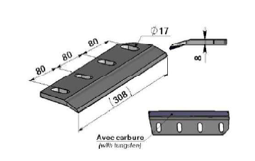 Couteaux de rotor pour ensileuses avec carbure Adaptable CLAAS - référence d'origine 982845.1 MAÏS