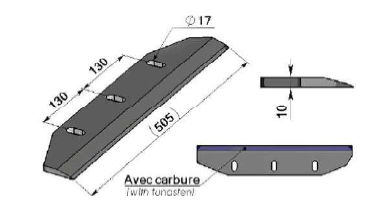Couteaux de rotor pour ensileuses avec carbure Adaptable MENGELE- référence d'origine 02-046-098