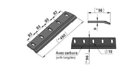 Couteaux de rotor pour ensileuses avec carbure Adaptable CNH- référence d'origine 87599293