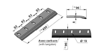 Couteaux de rotor pour ensileuses avec carbure Adaptable CNH- référence d'origine 87599294