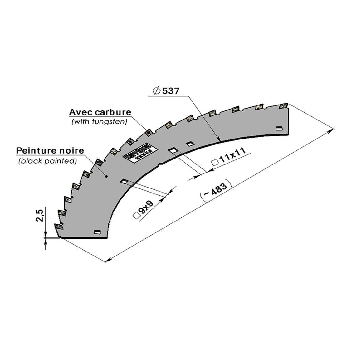 Scies pour Ensileuses avec Carbure adaptable KEMPER -  référence d'origine LCA 78230