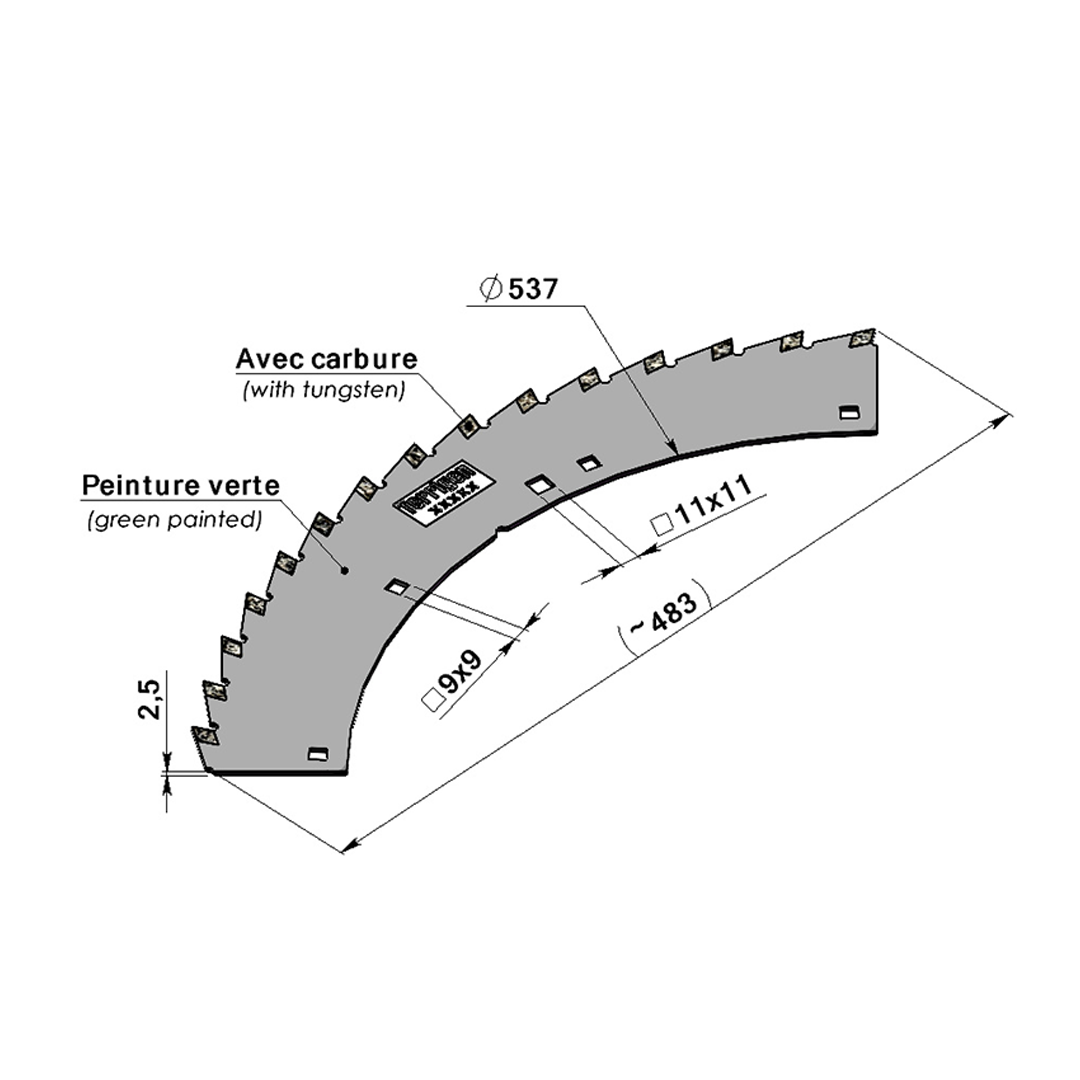Scies pour Ensileuses avec Carbure adaptable KEMPER -  Référence d'origine LCA 78230