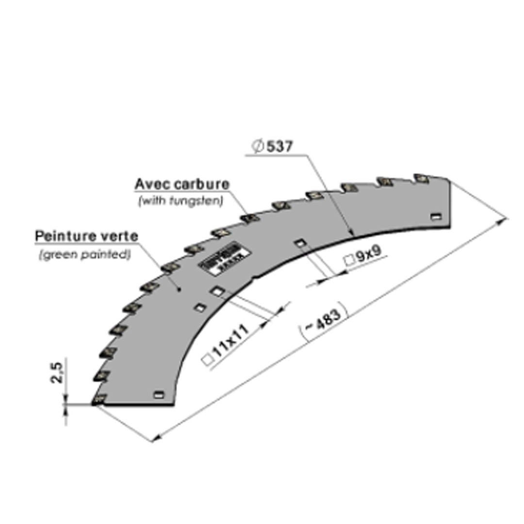Scies pour Ensileuses avec Carbure adaptable KEMPER -  Référence d'origine LCA 78231
