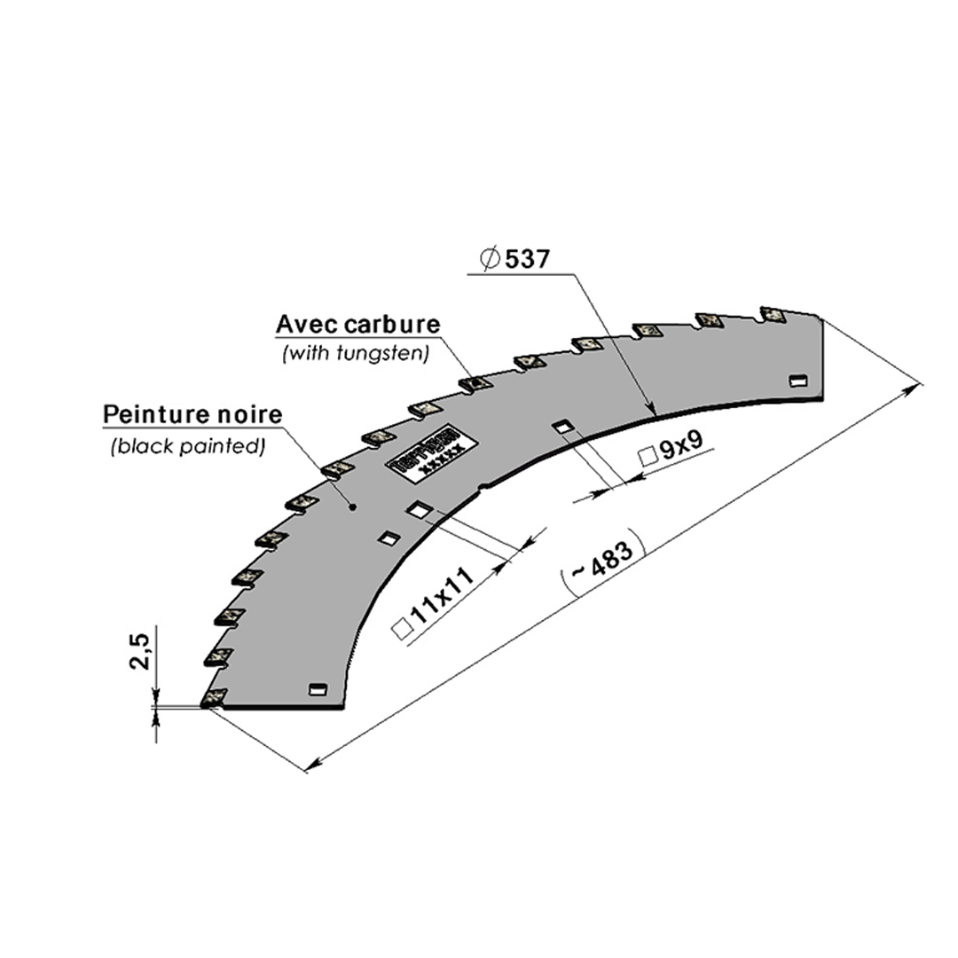 Scies pour Ensileuses avec Carbure adaptable KEMPER -  Référence d'origine LCA 78230