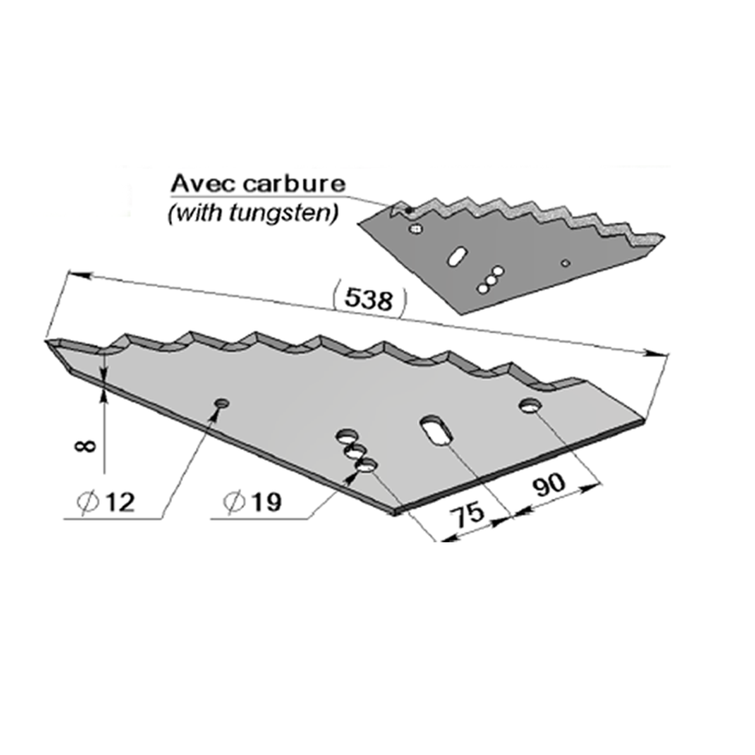 Couteau mélangeuse avec carbure adaptable SILOKING -Référence d'origine 1050622