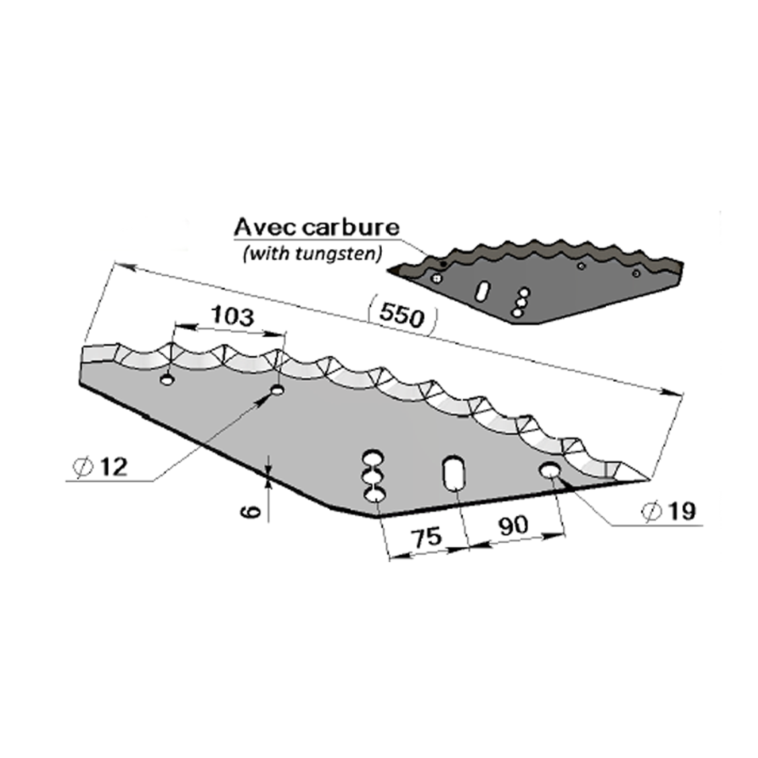 Couteau mélangeuse avec carbure adaptable JEANTIL -Référence d'origine 630 296