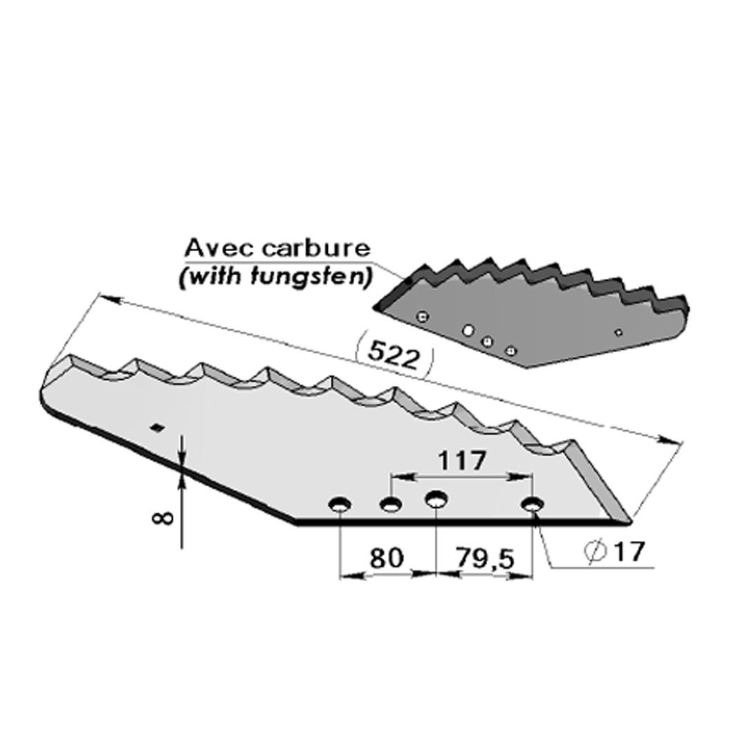 Couteau mélangeuse avec carbure adaptable KUHN -Référence d'origine A5303620
