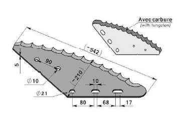 Couteau Mélangeuse avec Carbure adaptable SILOFARMER -  Référence d'origine MCM COU 047