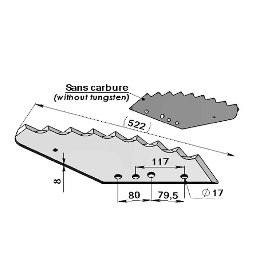 Couteau mélangeuse Sans carbure adaptable Faresin -Référence d'origine 514007850