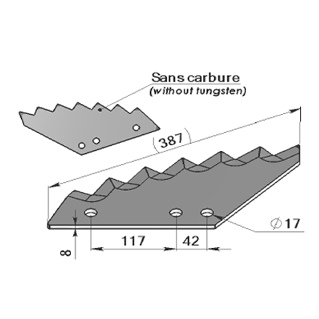 Couteau mélangeuse SANS carbure adaptable KUHN -Référence d'origine A5202190