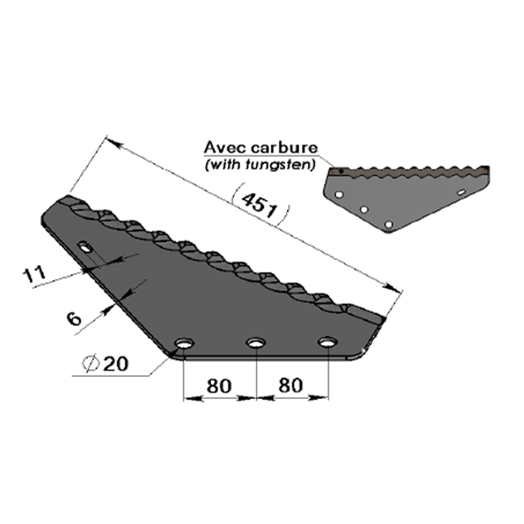 Couteau mélangeuse avec carbure adaptable JEULIN